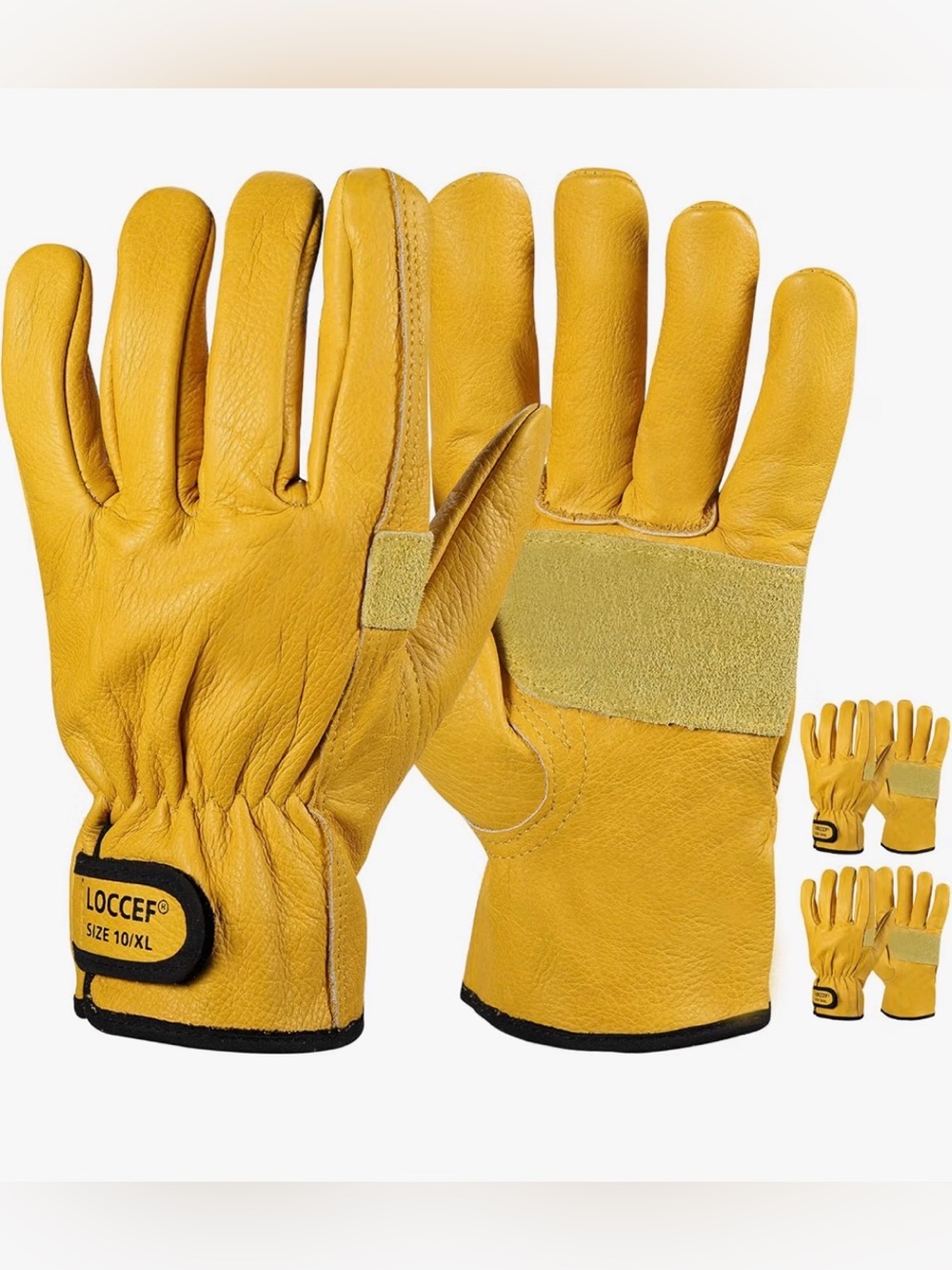 Yellow Leather Work Gloves for Men - Durable Protective Gloves